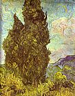 Vincent van Gogh Two Cypresses Saint-Remy painting